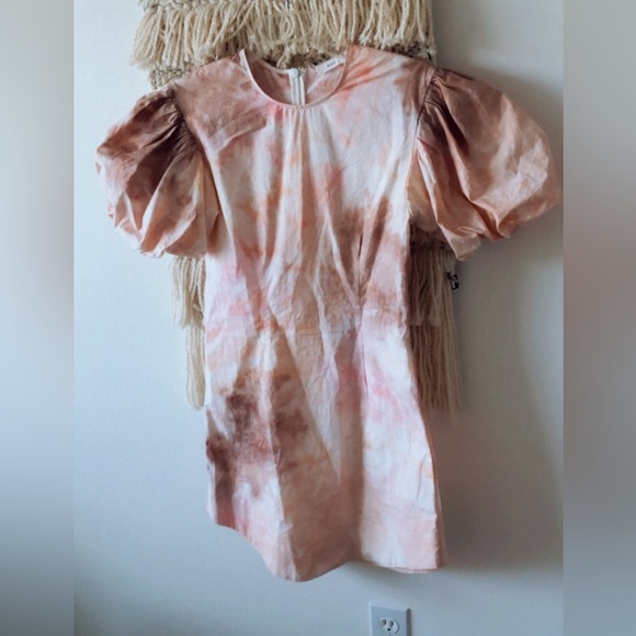 A.L.C. Jess Tie Dye Mini Dress Puff Sleeves Size 0 Pink - Picture 3 of 5